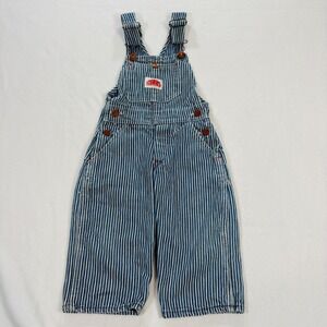 Round House Kids Size 2 years Hickory Stripe Denim Bib Overalls Blue White